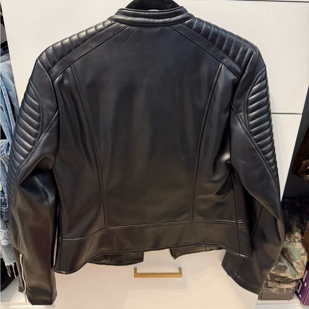 Zara Quilted Black Leather Jacket - Picture 3 of 4